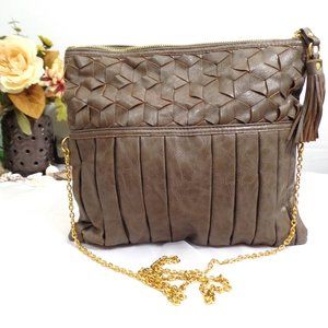 Urban Expressions Woven Chocolate Brown bag with Gold detachable Chain
